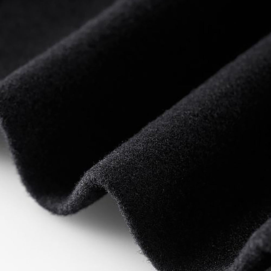 Elegant Women's Mid-Length Black Coat with Gold Buttons