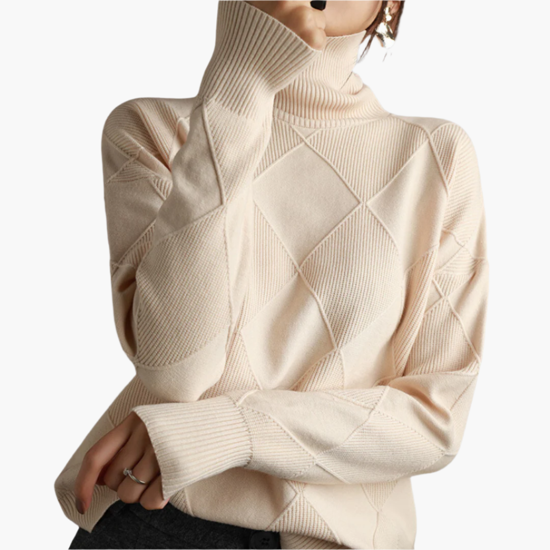Women's Casual Style Pullover with Diamond Pattern – Soft and Comfortable Knit for Leisure and Everyday Wear