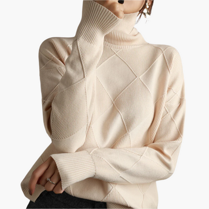 Women's Casual Style Pullover with Diamond Pattern – Soft and Comfortable Knit for Leisure and Everyday Wear