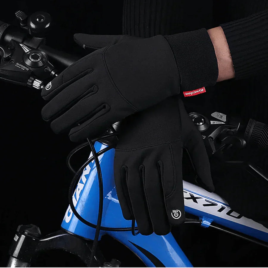 Durable solid-color touchscreen sports gloves with grip and elastic cuffs