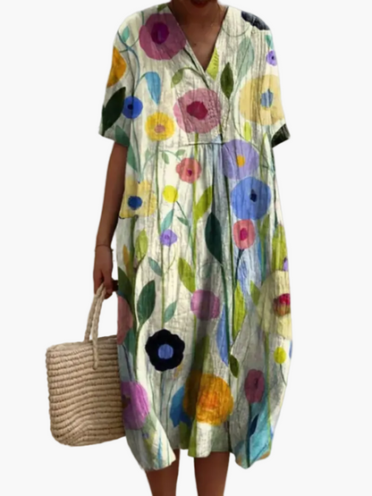 Robe d'été décontractée femme coupe ample style floral bohème