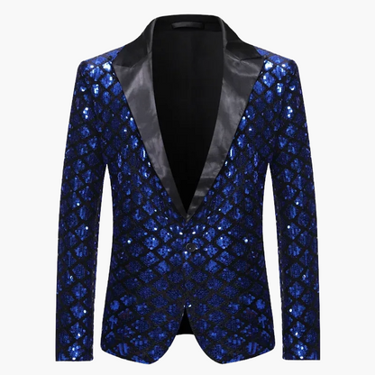 Giacca da sera uomo stile smoking, motivo geometrico brillante, ideale per feste ed eventi eleganti