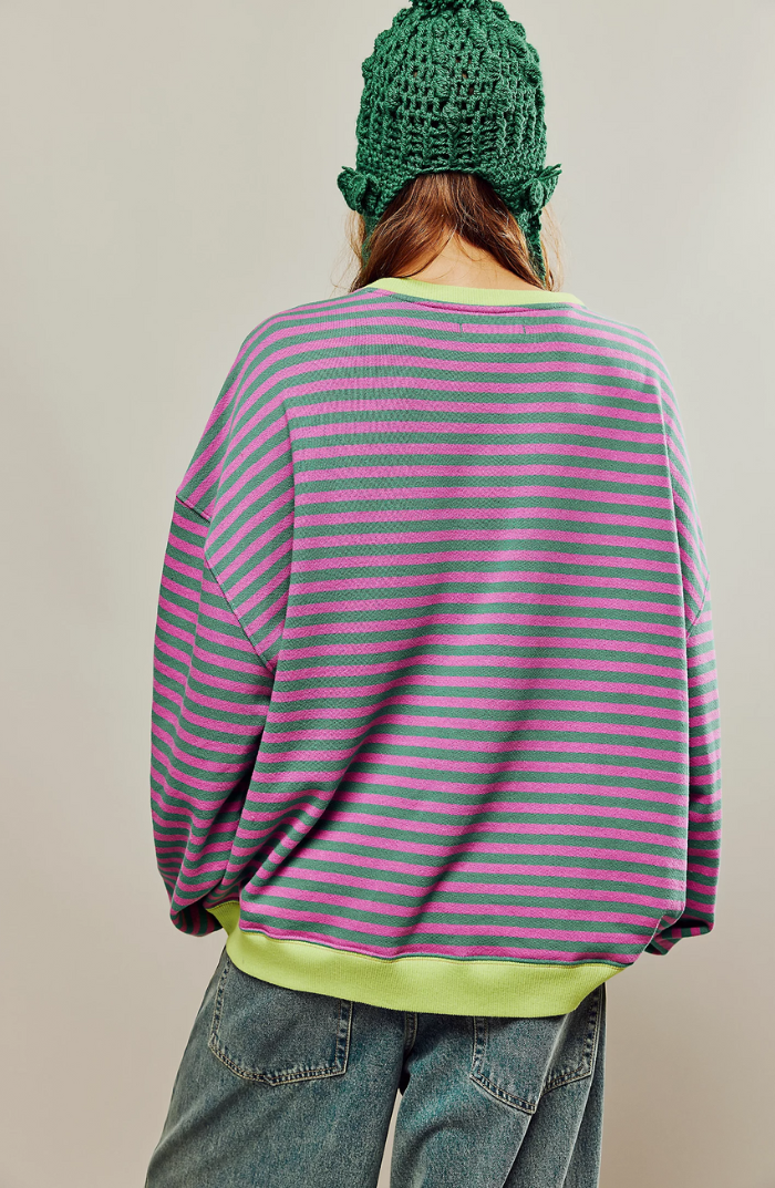 Loose striped pullover for women - Trendy city fashion