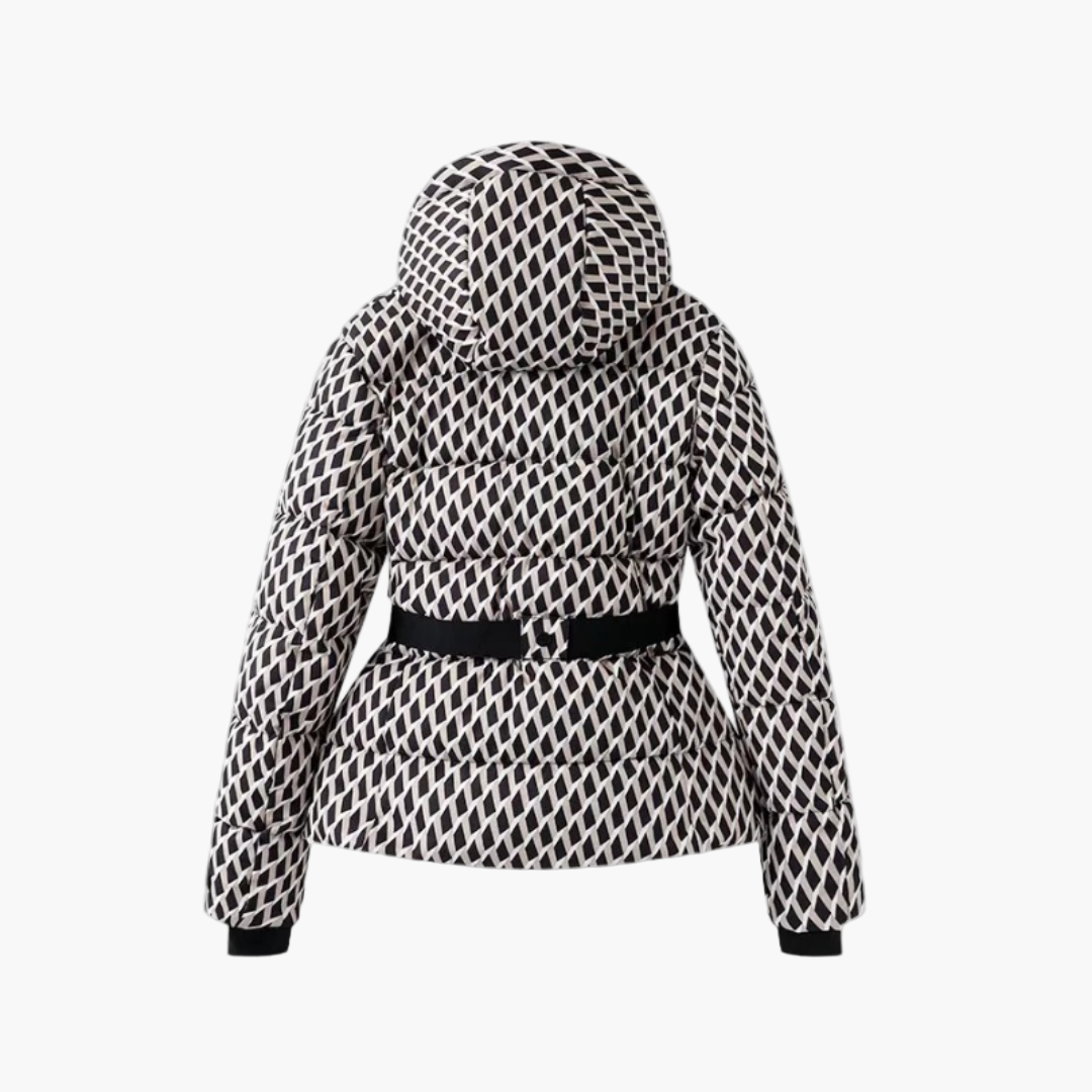Chaqueta acolchada elegante para mujer con capucha y cinturón – Estilo moderno para el invierno