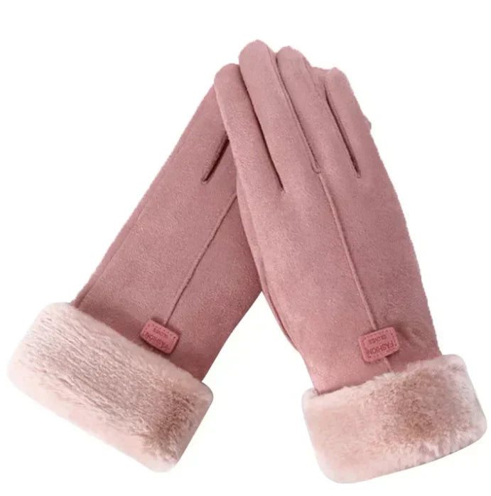 Gants Hiver Doux avec Revers en Fausse Fourrure