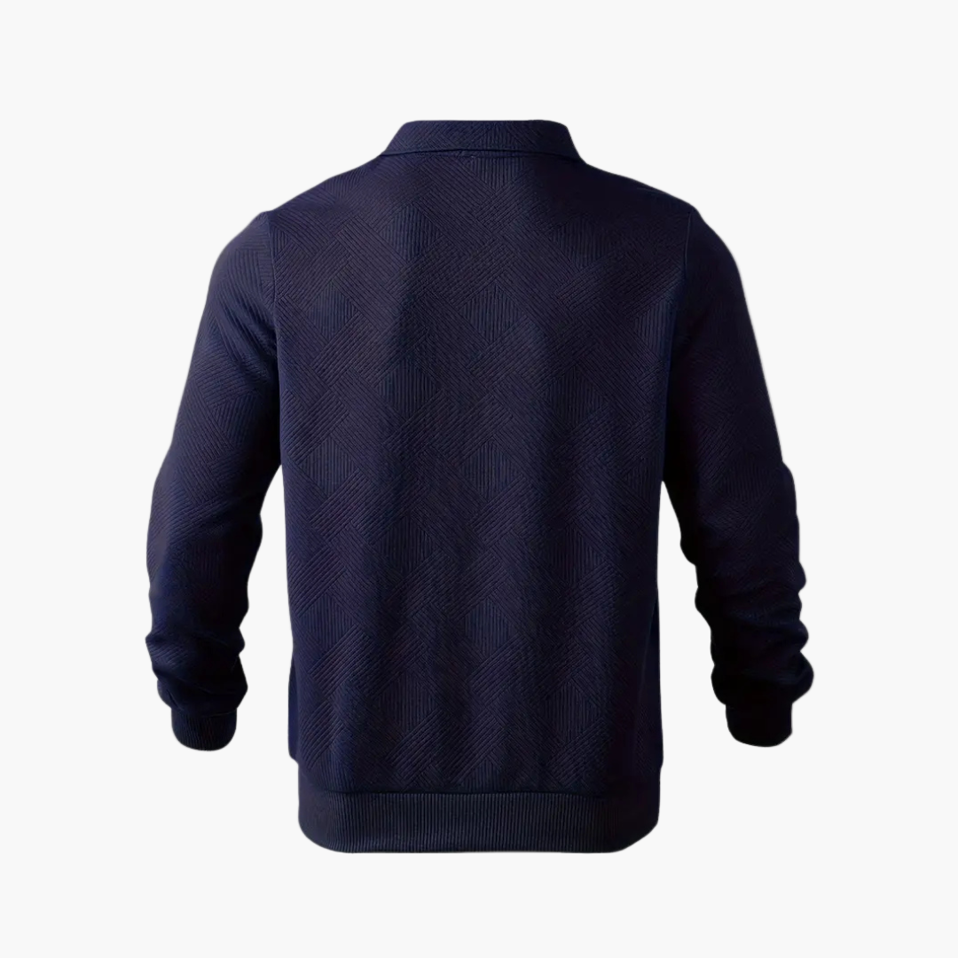Sudadera para hombre estilo vintage con cuello con cremallera y motivo geométrico – Elegancia casual para todas las ocasiones