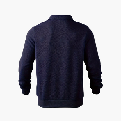Sudadera para hombre estilo vintage con cuello con cremallera y motivo geométrico – Elegancia casual para todas las ocasiones
