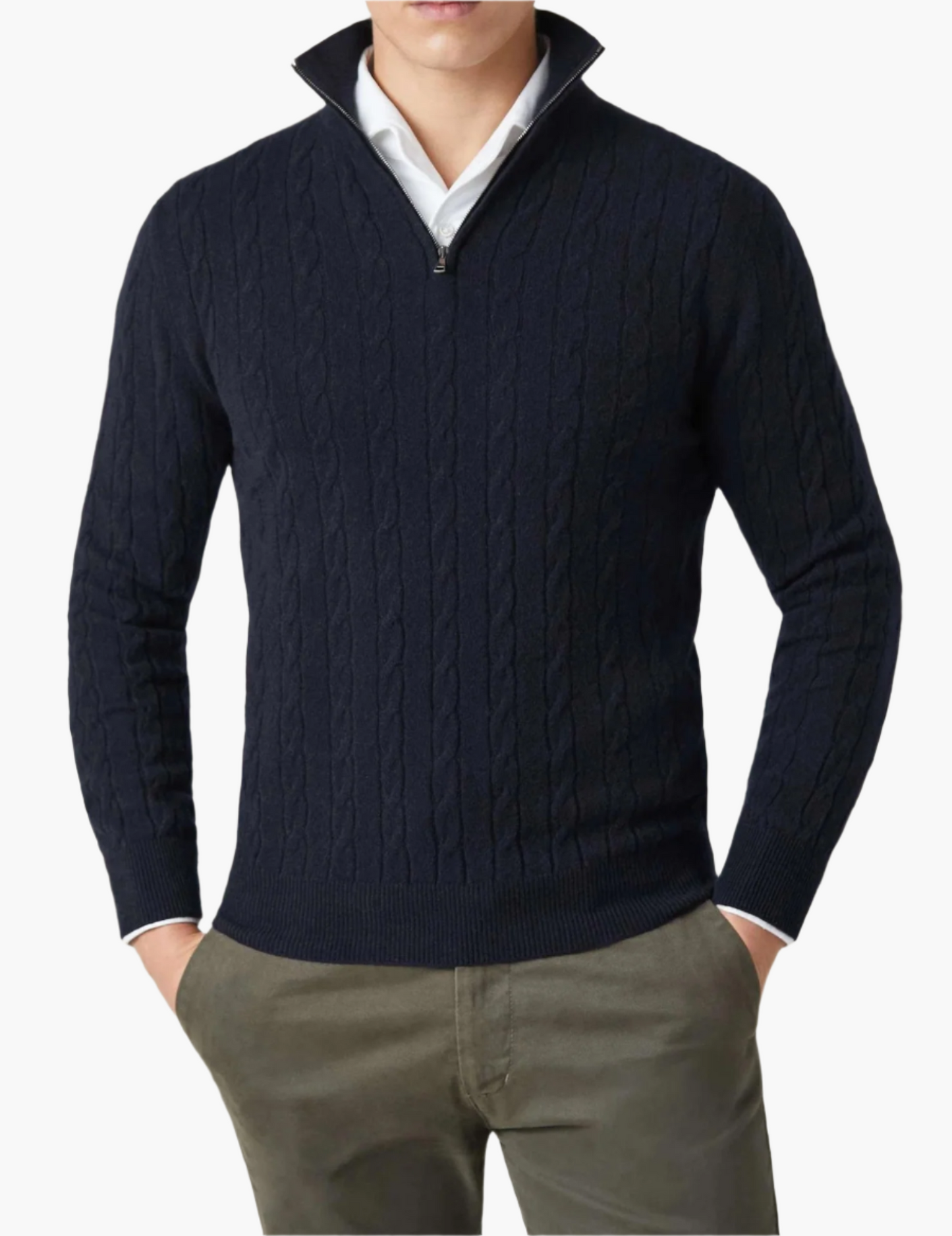 Maglione con zip intrecciato uomo elegante stile casual e professionale