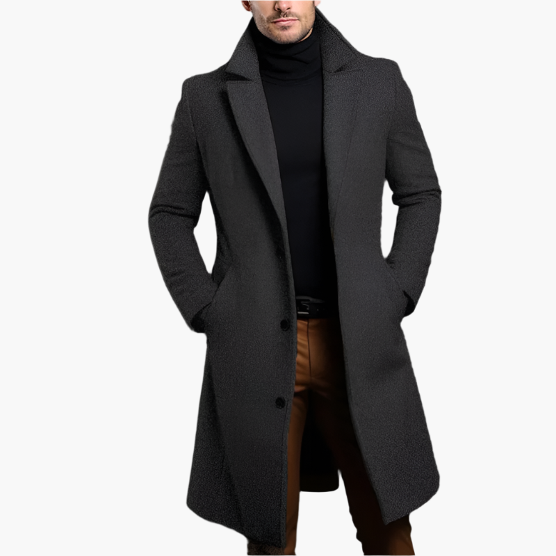 Lang klassisk elegant frakke til mænd – business og urban stil