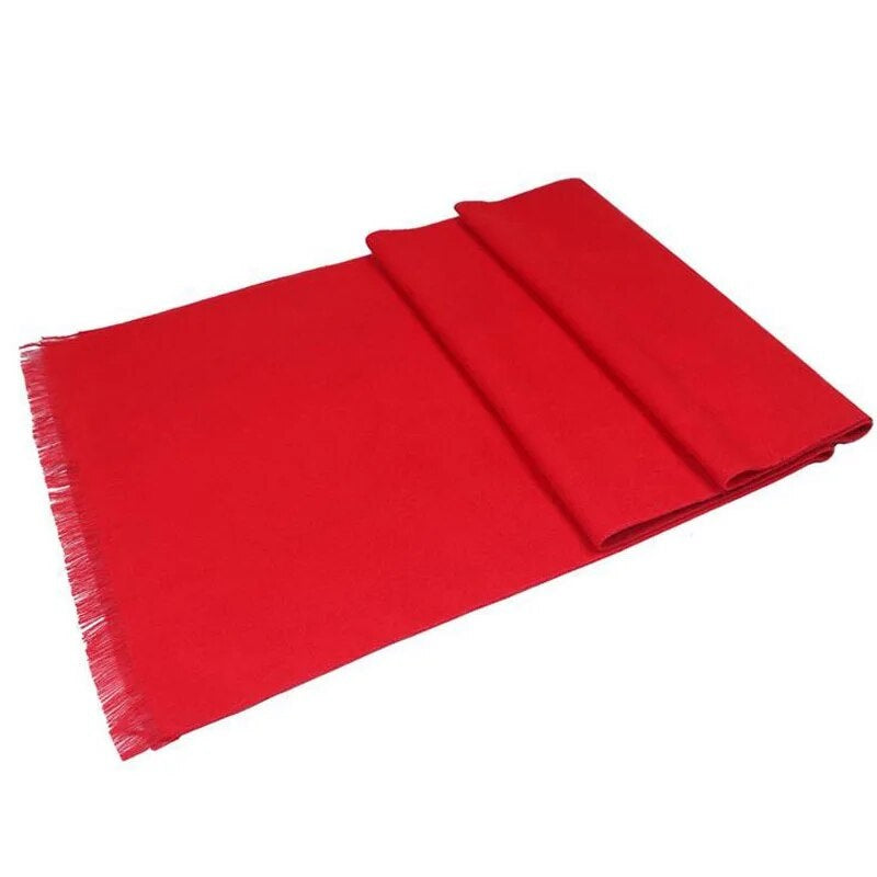 Bufanda roja lisa para hombre, suave y con flecos