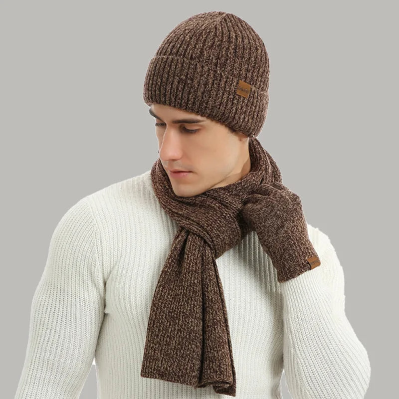Winter Set: Beanie, Scarf and Knitted Gloves for Men