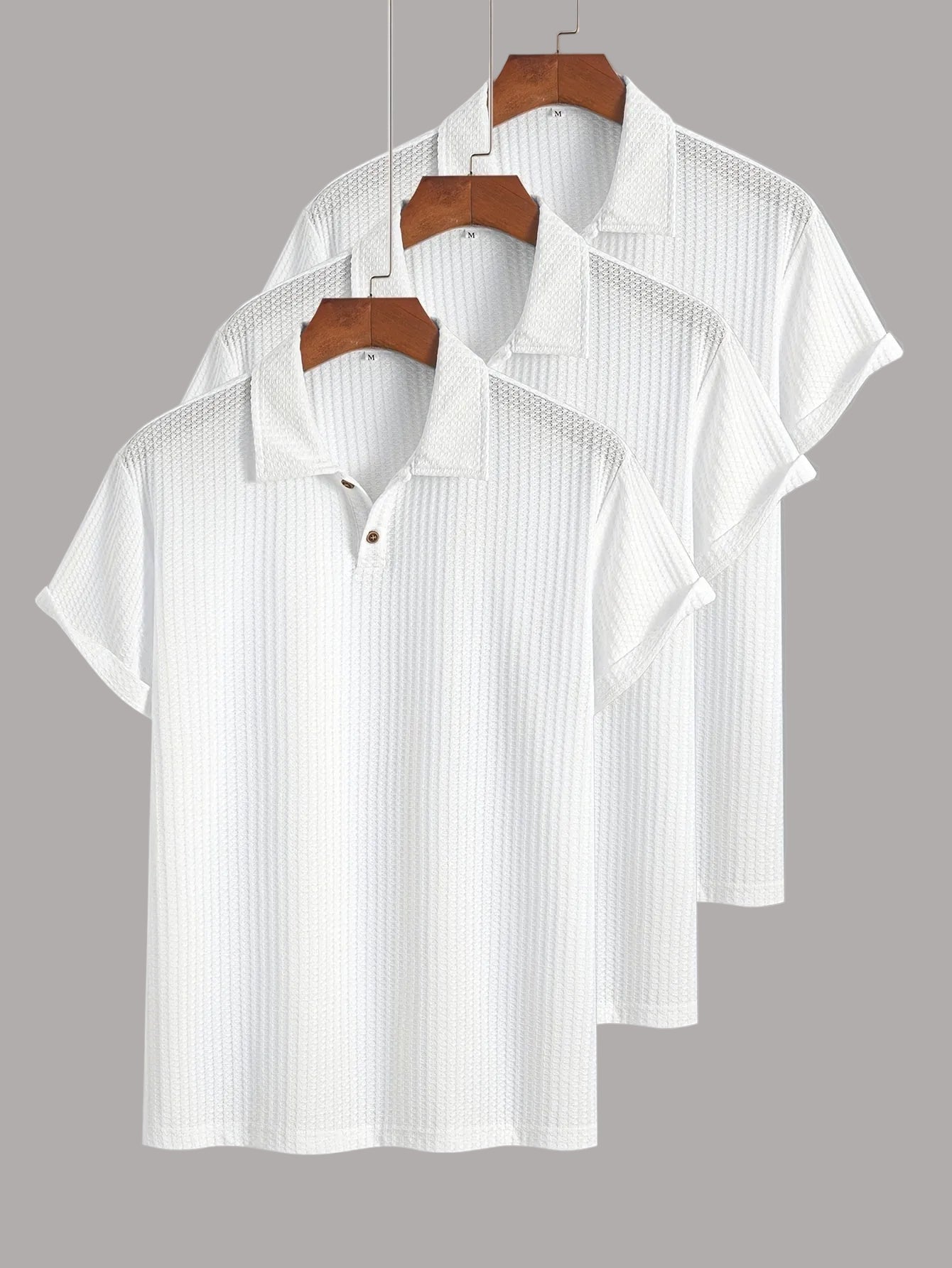 Lot de polos homme manches courtes style casual chic à col classique – pack de 3 polos texturés pour usage quotidien