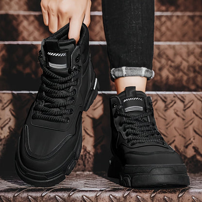 Bottes montantes pour homme, style décontracté, couleur unie