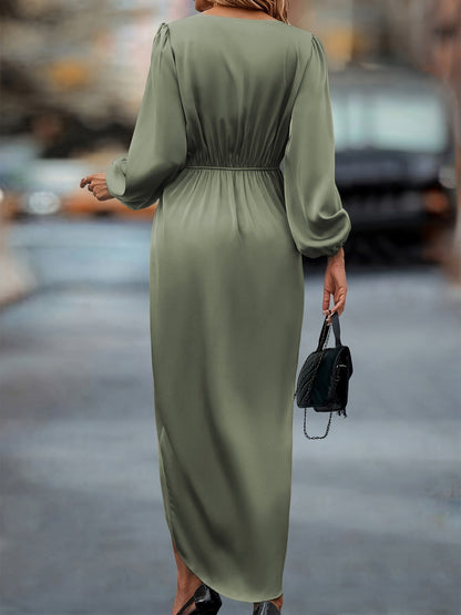 Elegant aftenkjole med slå-om design til kvinder, chic draperet stil til festlige lejligheder