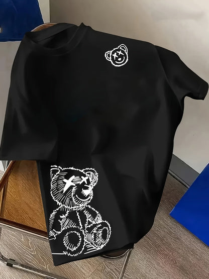T-shirt homme streetwear motif ours graphique style artistique casual