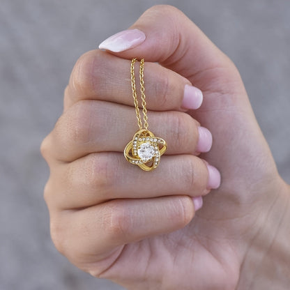 Collana Donna Elegante Regalo per Mamma con Messaggio Commovente – Gioiello Stile Nodo d’Amore per la Festa della Mamma