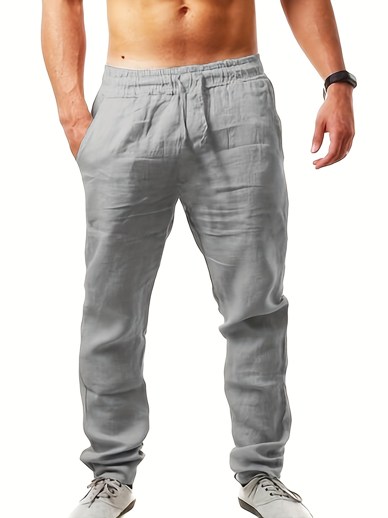 Pantalon décontracté homme style jogging à jambes droites pour l'été