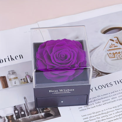 Collier Femme Pendentif Coeur 'Mom' avec Rose Éternelle – Cadeau Élégant pour la Fête des Mères
