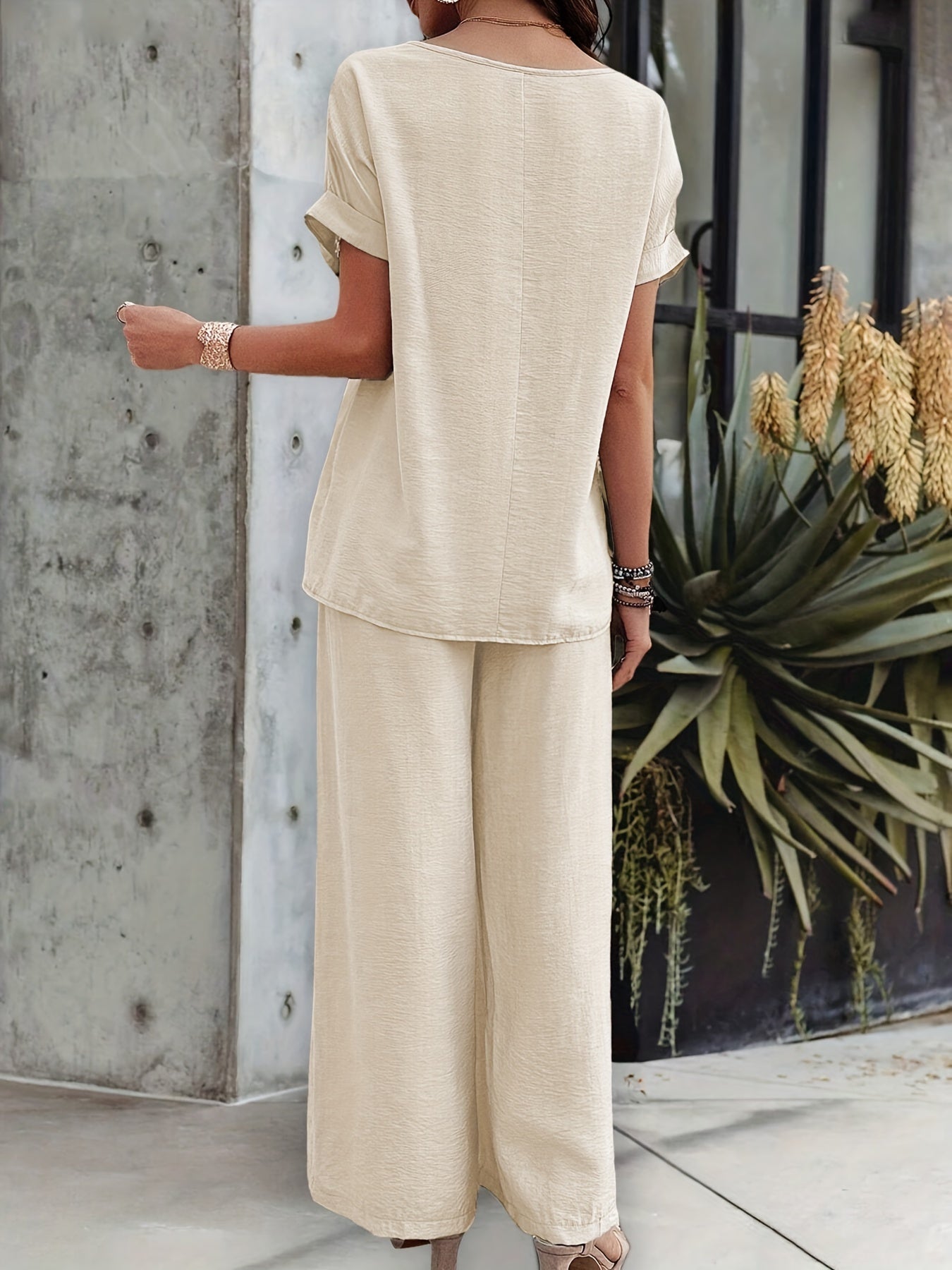 Ensemble Femme Décontracté Chic à Manches Courtes pour Été – Tenue Plage ou Ville