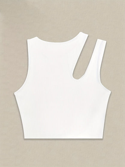 Camiseta sin mangas para mujer estilo asimétrico de moda para el verano - corte corto, look sexy y moderno