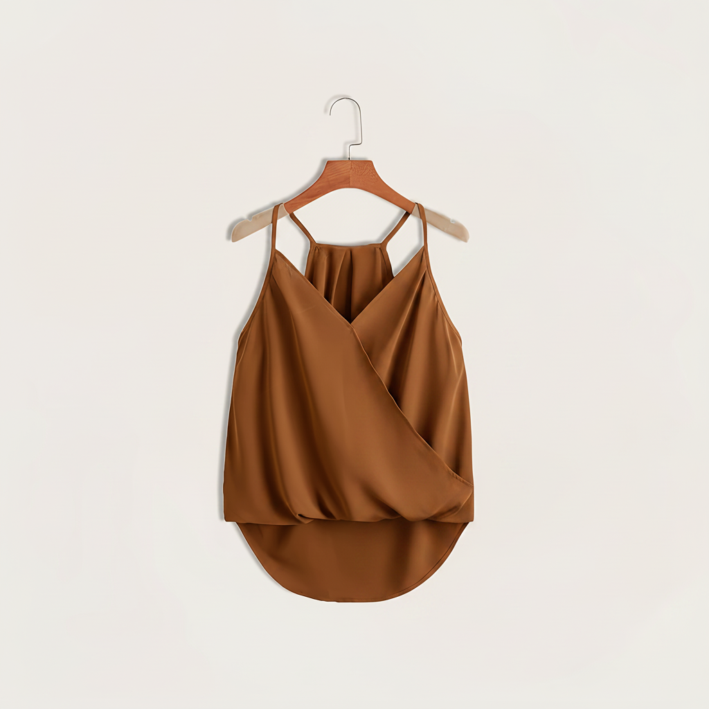 Women's Sleeveless Draped Halter Neck Blouse for Chic and Versatile Outfits
