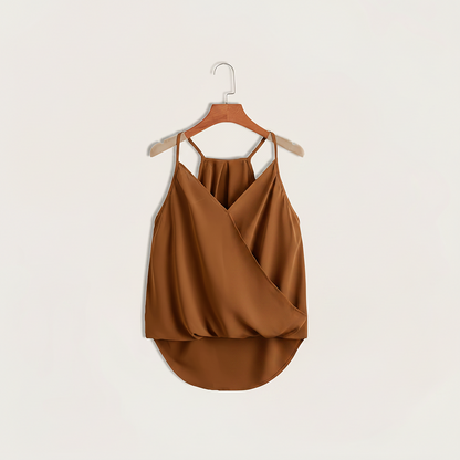 Women's Sleeveless Draped Halter Neck Blouse for Chic and Versatile Outfits