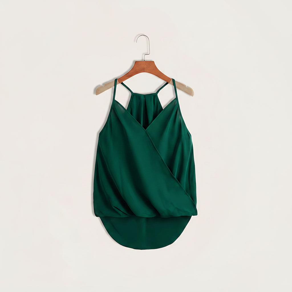Women's Sleeveless Draped Halter Neck Blouse for Chic and Versatile Outfits