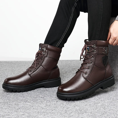Bottes montantes homme noires à lacets semelle crantée