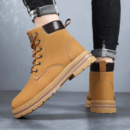 Bottes montantes homme lacets semelle contrastée style décontracté