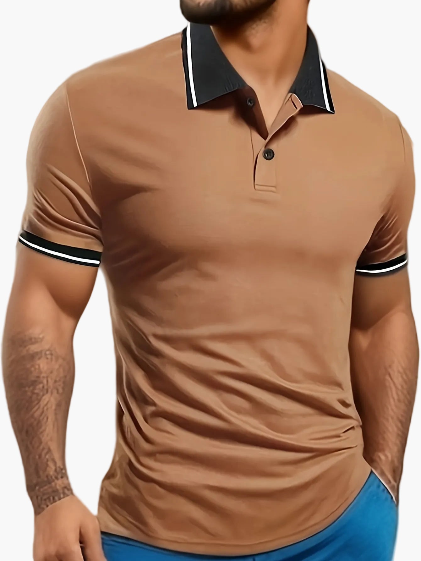 Polo casual da uomo con colletto a contrasto – Stile moderno e versatile