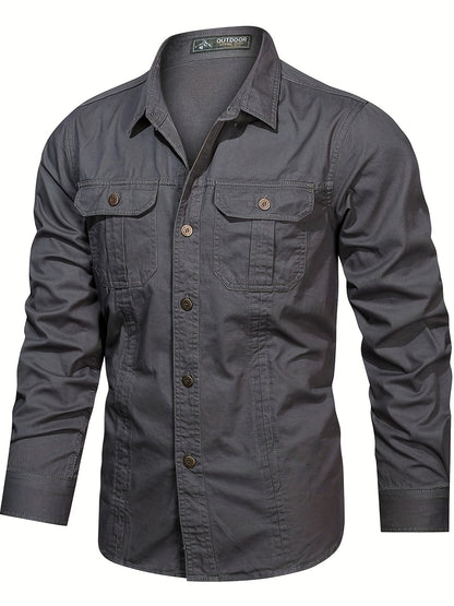 Camisa casual de manga larga para hombre estilo outdoor – Ideal para el fin de semana y el ocio