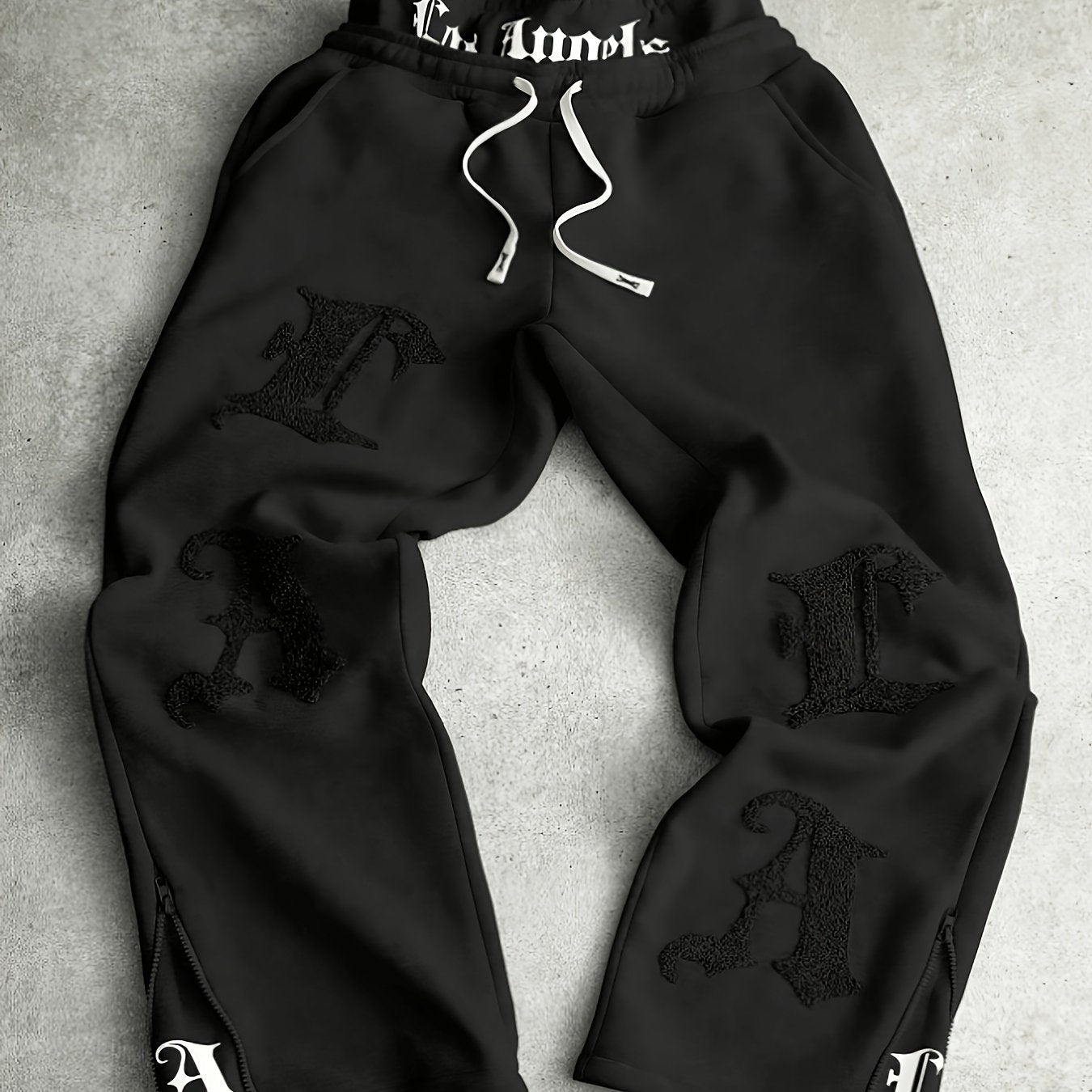 Pantalon de jogging ample brodé noir pour homme