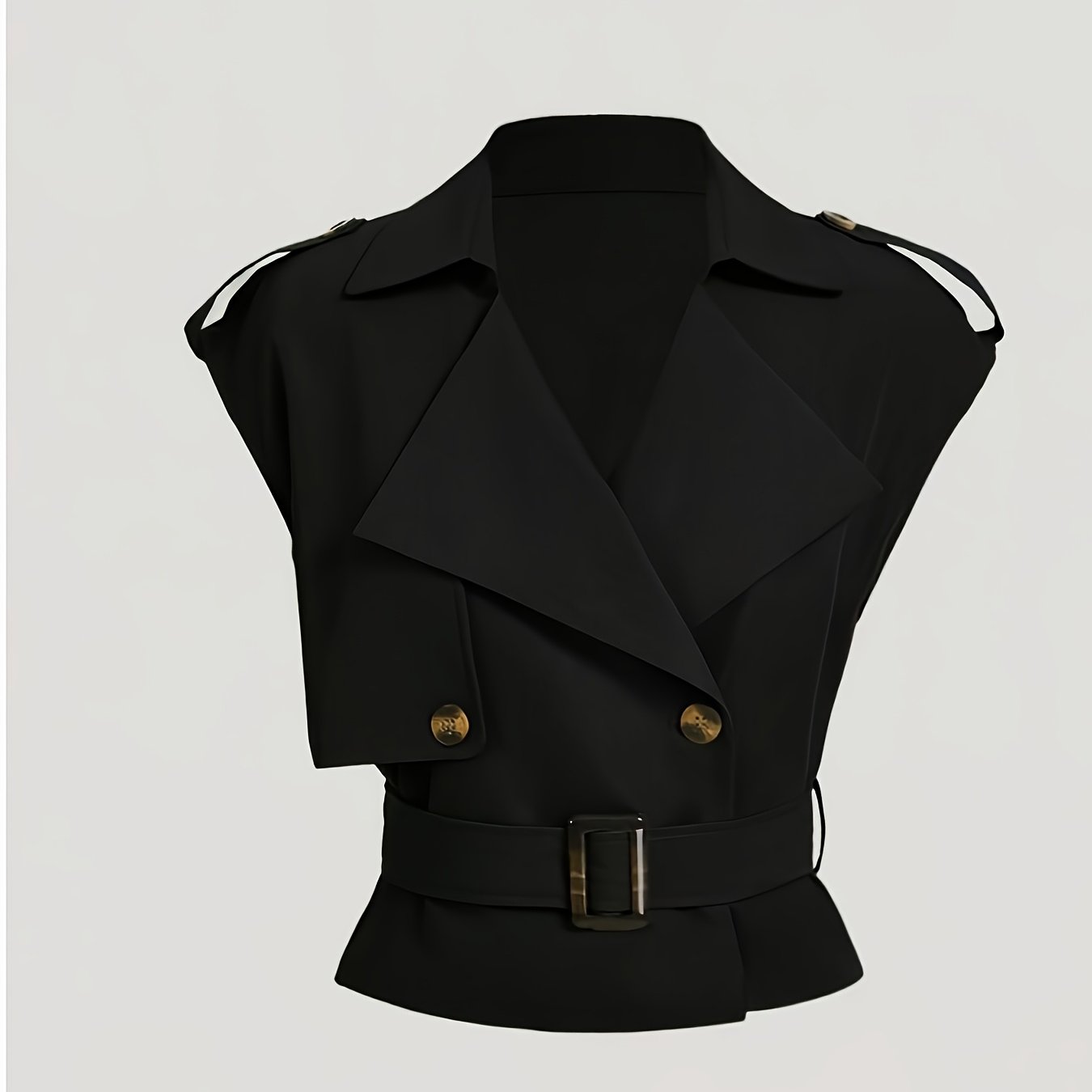 Gilet sans manches élégant ceinturé à boutons pour femme - Style chic printemps/été