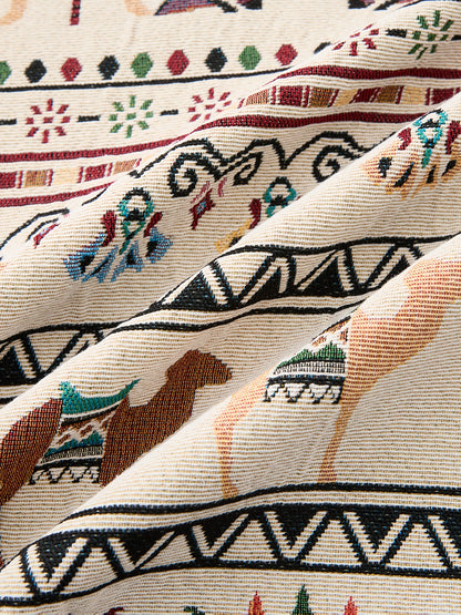 Chemise Homme Motif Ethnique Tissée Manches Longues Beige