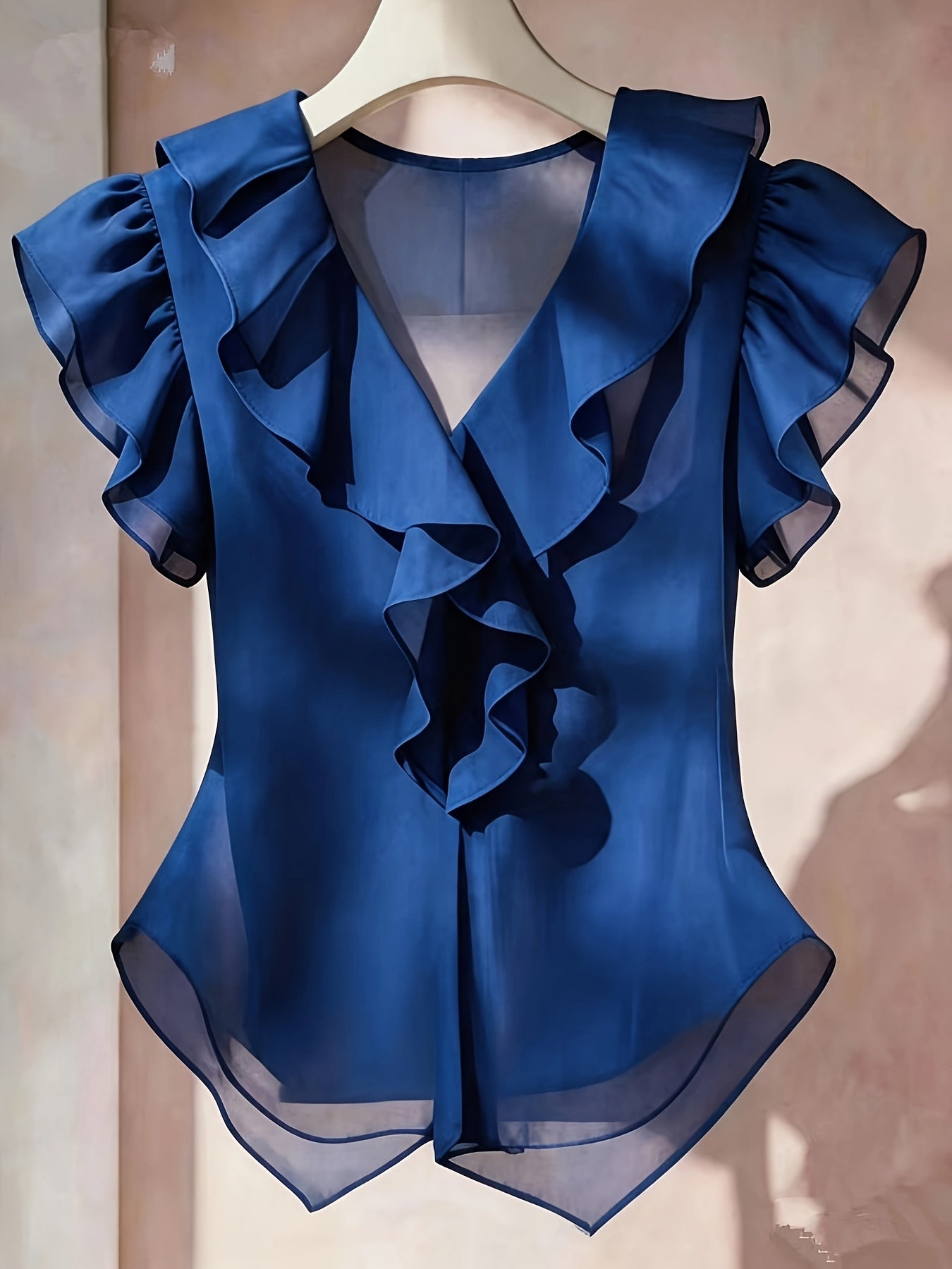 Blouse Femme Élégante à Volants Style Romantique pour Tenue Chic et Bureau