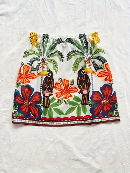Falda de playa tropical para atar para mujer – Estilo vacaciones, diseño exótico, ideal para el verano