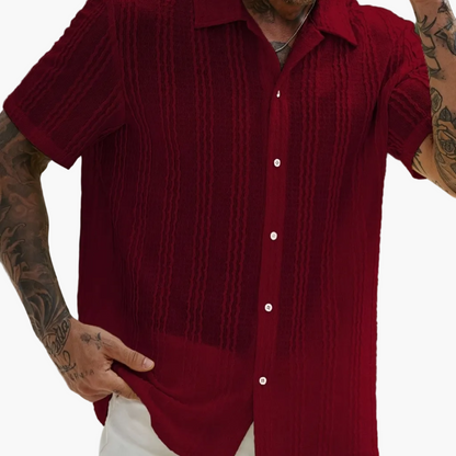 Chemise décontractée à rayures ondulées pour homme – Style estival tendance, idéale pour les sorties et les week-ends
