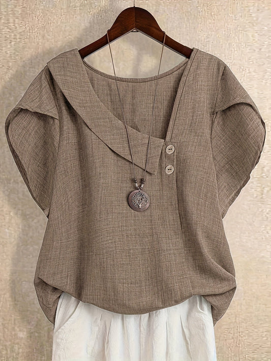 Blouse Tunique Femme Style Asymétrique Décontracté Élégant