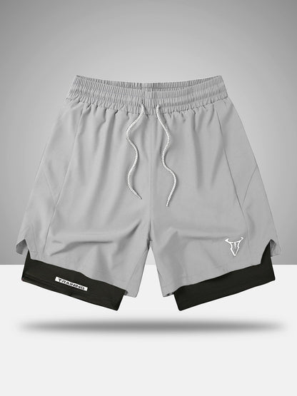 Short de sport homme entraînement double couche style moderne pour fitness et course à pied