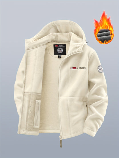 Veste polaire à capuche homme Bleu marine double épaisseur extérieur