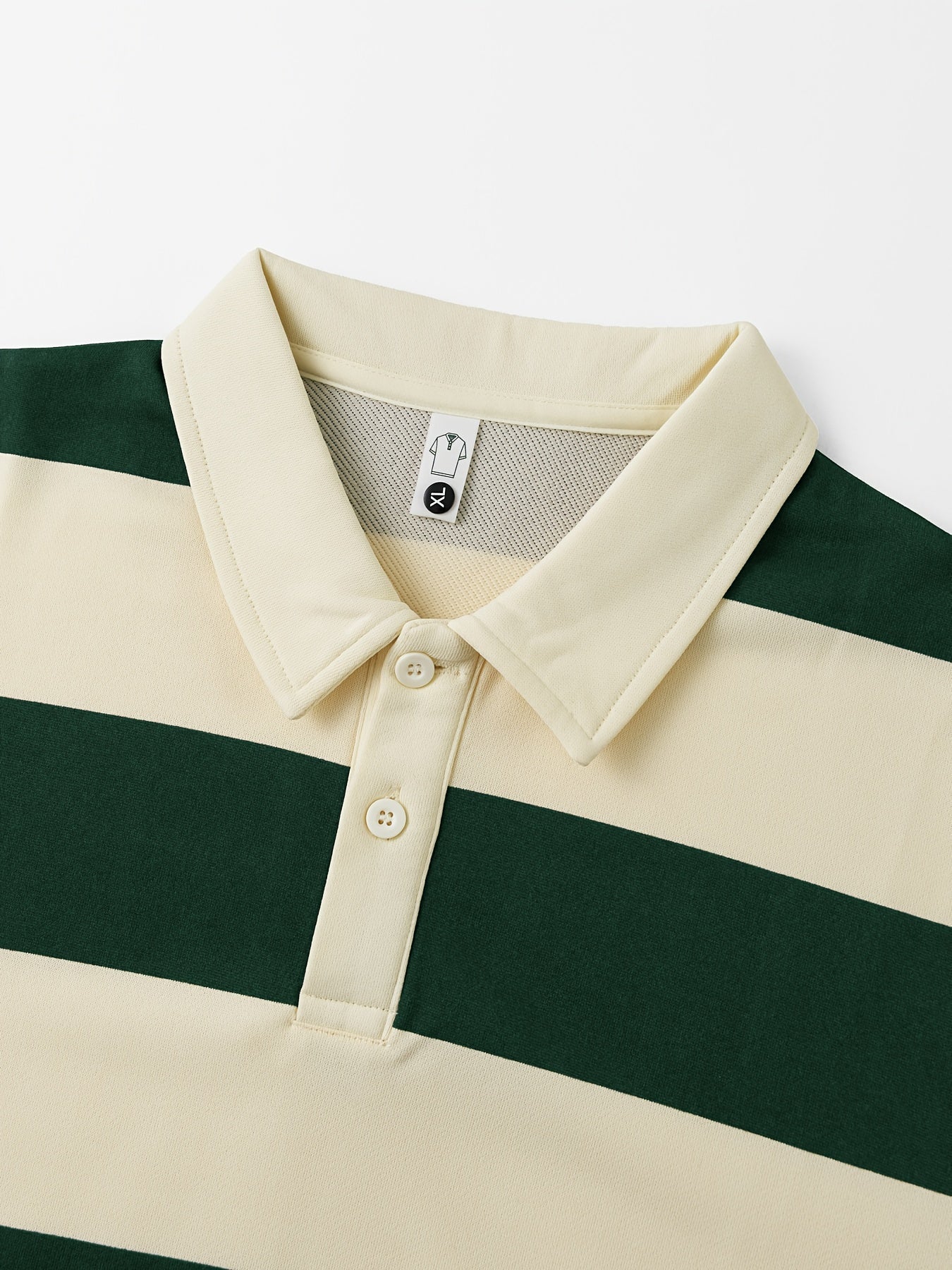 Polo manches longues à rayures horizontales marron et blanc cassé pour homme