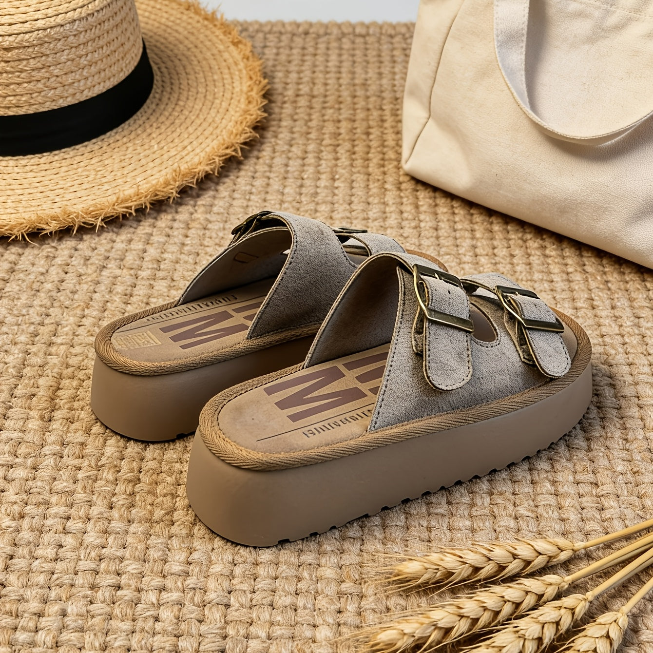 Sandali con zeppa da donna a doppio cinturino stile casual urbano