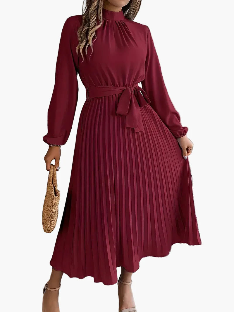 Robe mi-longue élégante à plis pour femme – Style chic et polyvalent pour occasions spéciales