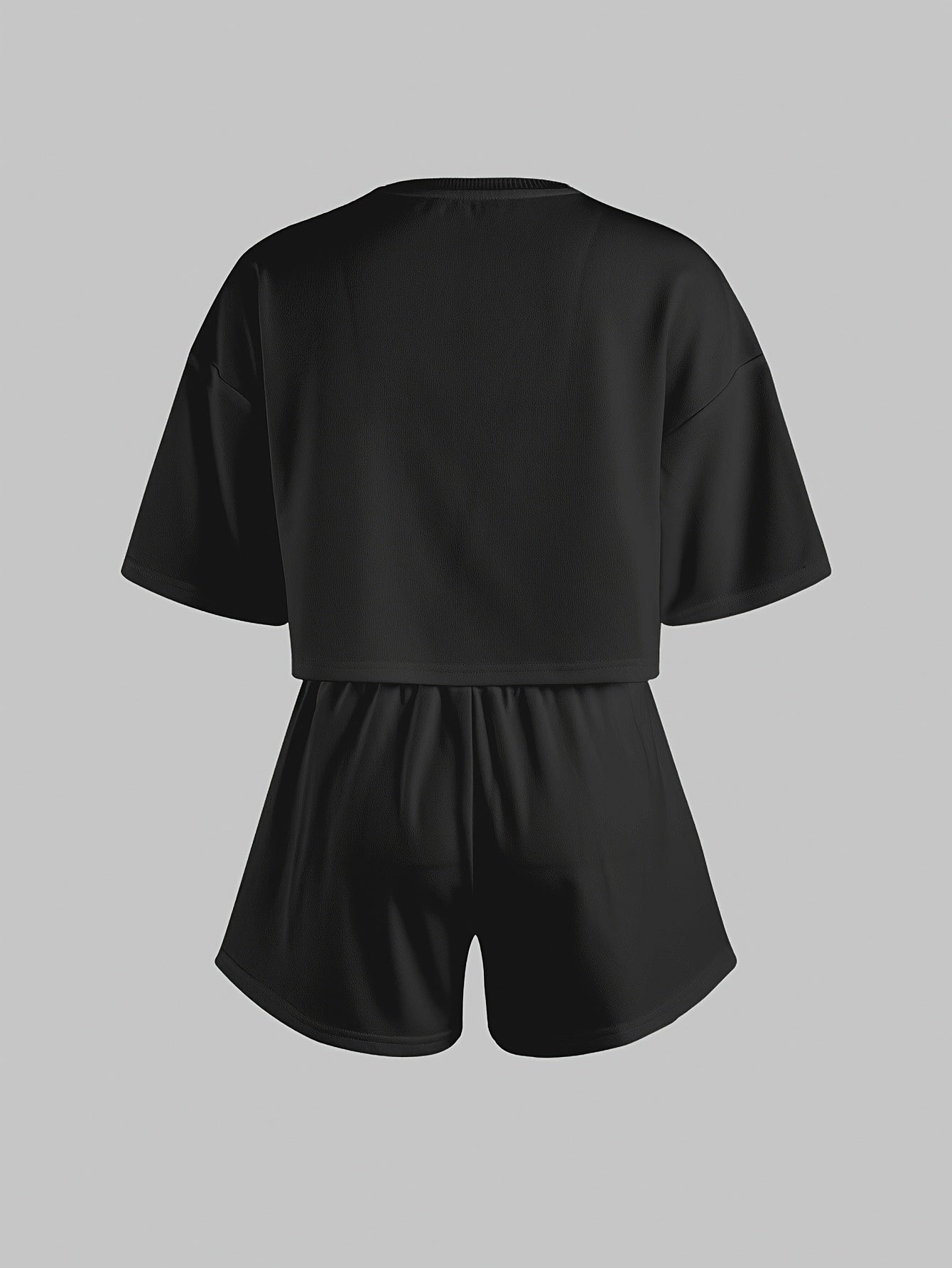 Pyjama d'intérieur décontracté pour femme avec imprimé cœurs bleus – Ensemble short et t-shirt, style cosy pour la maison