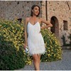 Damska sukienka wieczorowa w stylu charleston z frędzlami i piórami, idealna na imprezy i eleganckie wydarzenia