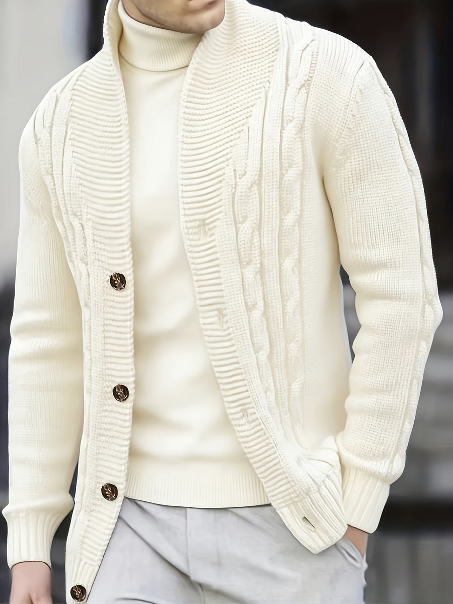 Herren-Cardigan aus Strick mit Schalkragen und Knöpfen