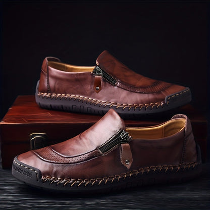 Mocassins décontractés vintage pour homme à fermeture éclair – Style urbain pour usage quotidien ou soirée
