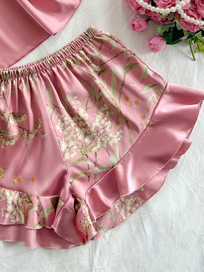 Pyjama Femme Style Élégant Décontracté à Bretelles Imprimé Fleuri – Ensemble Haut et Short d'Été