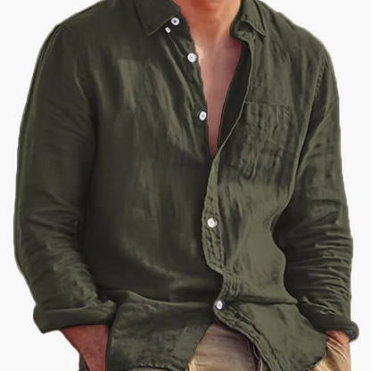 Chemise décontractée pour homme à manches longues style plage – Idéale pour sorties et vacances