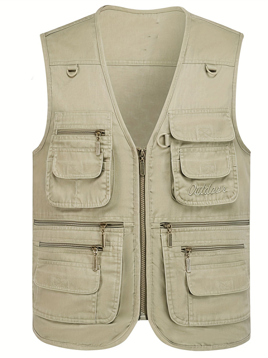 Gilet multi-poches homme style outdoor pour la pêche, la randonnée et la photographie